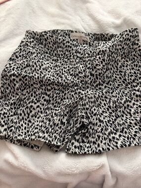 Catherine Malandrino Black & White Animal Print High Waist Shorts